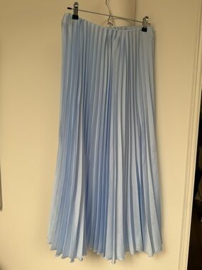 Zara Powder Blue Pleated Maxi Skirt